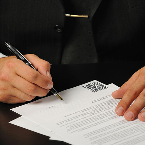 QR code on contracts, acts and documents